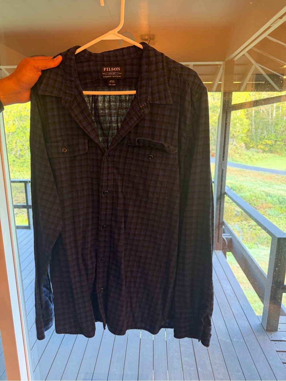 Filson Men's Dark Blue Plaid Lightweight Shirt Jacket